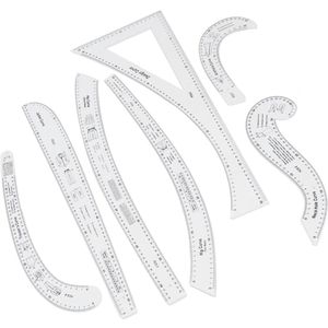 7 Piece Franse Curve Linialen - Mode Patroon Ontwerp Ruler Set - Nail Ruler Tear Line Set voor Tekenpatronen voor Modeontwerpers en Studenten
