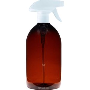 Lege plastic fles 500 ml PET apothekersfles amber - met witte spraykop - set van 10 stuks - navulbaar - leeg