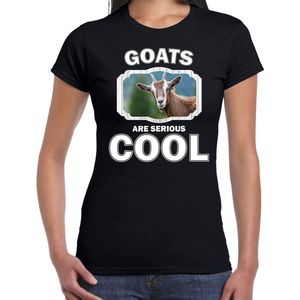 Dieren geiten t-shirt zwart dames - goats are serious cool shirt - cadeau t-shirt geit/ geiten liefhebber S