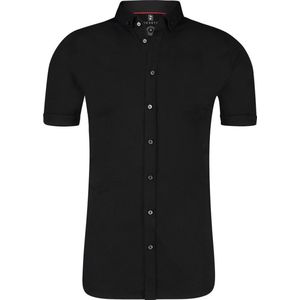 Desoto - Overhemd Korte Mouw Zwart 081 - Heren - Maat XXL - Slim-fit