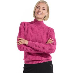 Warme geribde en gedraaide trui met hoge hals