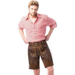 Tannhauser Lederhosen Starnberg Kort 100% Echt Leder Oktoberfest Heren Lederhosen Man Carnavalskleding Heren - Donkerbruin- Leer- 3XL