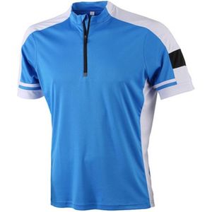 James and Nicholson - Heren Fietsshirt met Halve Rits (Blauw)