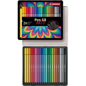 STABILO Pen 68 - Premium Viltstift - Metalen Etui - 20 Verschillende Kleuren