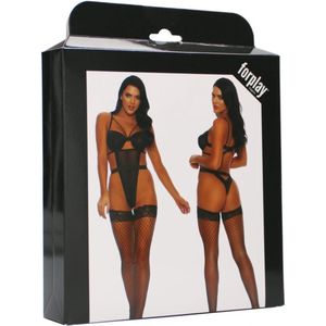 Forplay - Fetish Your Personal Teddy with Garter Straps - Black black L/XL