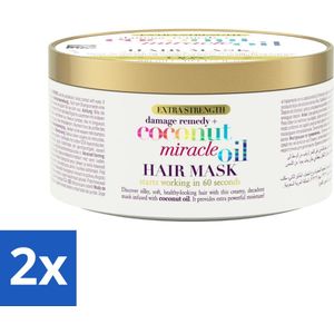 2 x OGX - Coconut Miracle Oil - Haarmasker - Intens Voedend - Voor Beschadigd Haar - 300 ml - Kokosolie Haar Masker - Haarmasker Droog Haar - Haarmasker Beschadigd Haar - Haarmasker Pluis - Haarmasker Glans