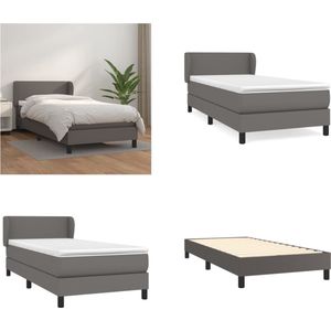 vidaXL Boxspring met matras kunstleer grijs 90x200 cm - Boxspring - Boxsprings - Bed - Slaapmeubel