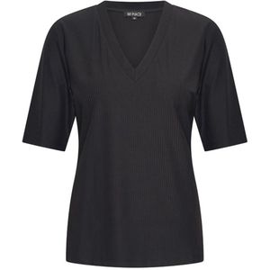 Travel Shirt V-Neck Ribbed MP202644 Black