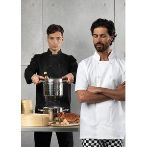 Premier Studded front s/s chef's jacket, Kleur Wit, Maat M