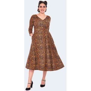 Voodoo Vixen - Leopard Print Flare jurk - XXL - Bruin