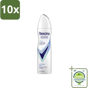 10 x Rexona Women - Deodorant Spray - Cotton Dry - Zachte Frisheid - 150 ml - Grootverpakking - Rexona - Antitranspirant - Deodorant - Vrouwen - Cotton Dry