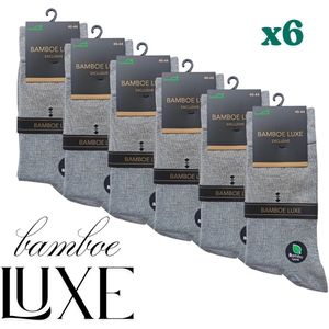 6 paar - Bamboe luxe - Bamboe Sokken Heren - Maat 40–44 - Grijs – Naadloze Sokken