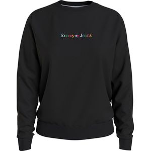 Tommy Jeans - Dames Sweaters Reg Serif Color Sweater - Zwart - Maat S