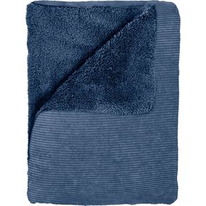Mistral Home - PLAID - corduroy sherpa - 130 x 170 cm - effen kleur - blauw