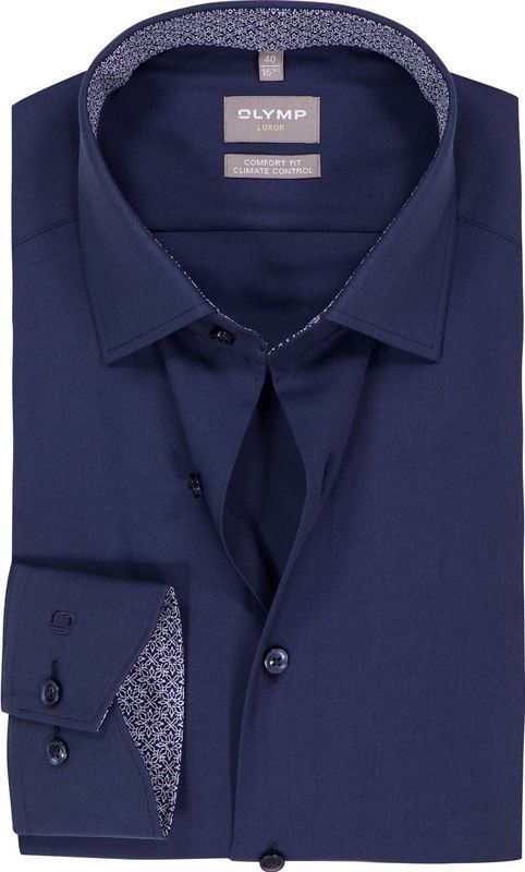 OLYMP - Luxor - Overhemd - Marine Blauw - Comfort Fit - Twill