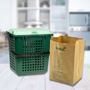 Biomat Airbox met gaten en composteerbare papieren zakken 50x10l bundel - Bundel