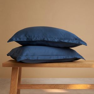 Coco & Cici TENCEL - Sateen Kussensloop Blauw 50x60 (+3cm volant)