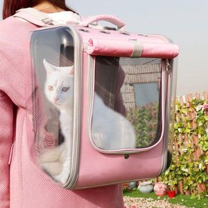 ''Dieren Draagtas - Transparante Katten Reismand - Honden Transportbox met Ventilatie - Sterke Huisdieren Reistas - Roze Ademende Rugzak'