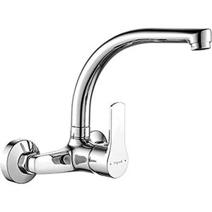 Ibergrif M16357 Wandmontage Keukenkraan - 360 Graden Draaibaar - Chroom Zilver - Keukenspoelbak