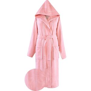Lubna Home Luxe Badjas XL-MET CAPUCHON VAN ZACHTE VELOURSBADSTOF -LUXE BADJAS XL-POEDER ROZE