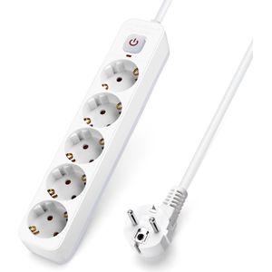 Aigostar - Stekkerdoos - 5 Stopcontacten - 5 Meter Verlengsnoer - Randaarde