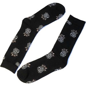 Hipperboo® 3 Paar Bamboe Sokken | Maat 36-41 | Dames sokken | Zwart | Bamboe Kousen | Ananas Sokken