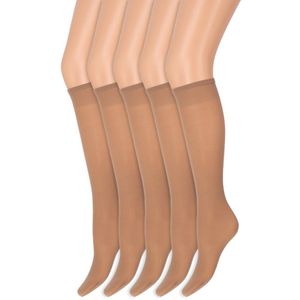 Kniekousen met soepele boord | Perfecte pasvorm | 40 denier | Merk: Marianne | Maat: One Size | Kleur: Wineblush | 5 Paar