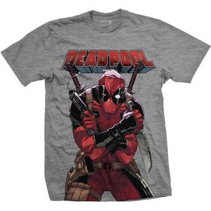 Marvel Deadpool Heren Tshirt -2XL- Big Print Grijs