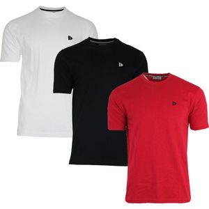 3-Pack Donnay - T-shirt (Vince) - Sportshirt - Heren - White/Black/Berry-red (403) - maat M