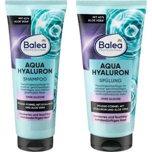 Balea Professional Aqua Hyaluron Shampoo & Conditioner - COMBI-VERPAKKING | Shampoo 250 ml & Conditioner 200 ml - Verzorgende Formule | Siliconenvrij - Voor droog en dof haar