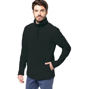 Kariban Fleece trui - zwart - halve ritskraag - warme winter sweater - heren - polyester M