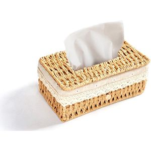 Zakdoekdoos rotan vochtige doekjes doos zakdoekhouder stof bus zakdoekdoos hotel restaurant (wit)
