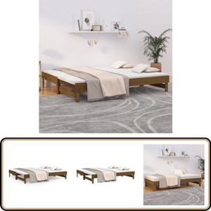 vidaXL Uitschuifbare Slaapbank Grenenhout Honingbruin Slaapbank - Sofa Bed - Grenenhout Meubels - Hout Bed - Stapelbed