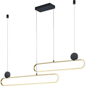 Trio leuchten - LED Hanglamp - Hangverlichting - 54W - Aanpasbare Kleur - Dimbaar - Rechthoek - Goud - Aluminium