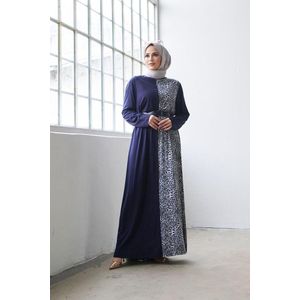 Jurk zebra met riem lang | Blauw