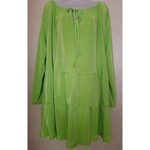 Dames tuniek ribbel met strikje Appelgroen One size 40t/m 46/48