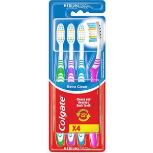 Extra Clean Tandenborstel met Tongreiniger voor Dieptereiniging - 2 + 2 Verpakking