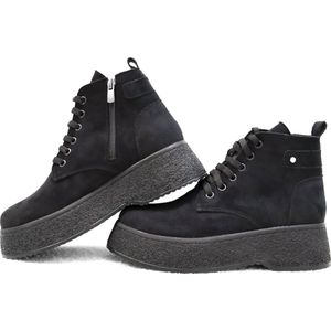 Efrin Veterboots met plateauzool - Zwart