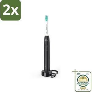 Philips Sonicare - Elektrische Tandenborstel - Power Series 3100 Zwart - HX3671/14 - Voordeelverpakking - 2 stuks - Tandenborstel - Tandenplak verwijderen