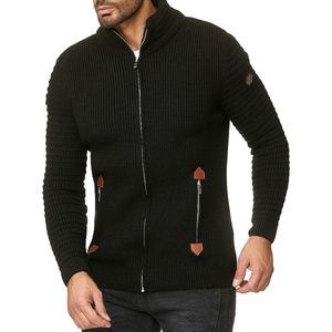 Gebreid vest voor heren, cardigan met opstaande kraag, Basic Luxury