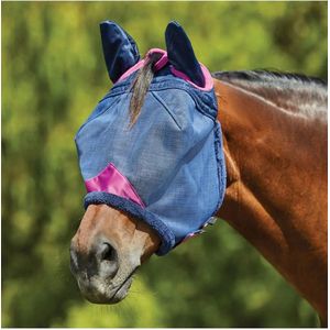 Weatherbeeta - Delux Durable Mesh Mask - Met Oren - Navy/Purple - Maat Full