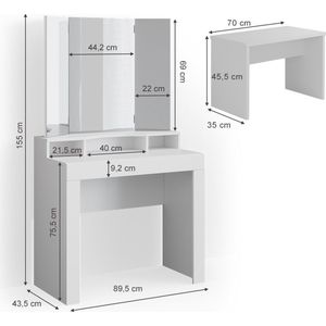 Vicco Nora Kaptafel – 89.5 cm met bank Wit met bank