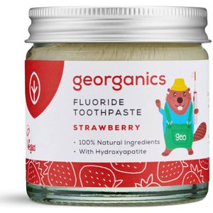 Georganics - Kids Fluoride Tandpasta - Aardbeismaak - Natuurlijke Ingrediënten