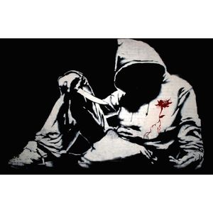 BANKSY Hooded Man With Knife Canvas Print