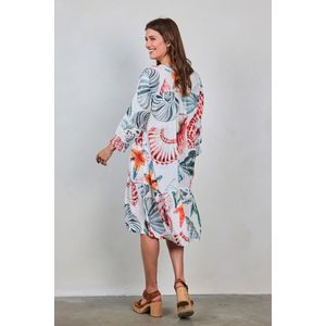 DIDI Dames Dress Sunset in Offwhite with Ocean treasures XL print maat 48