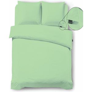 iSleep Dekbedovertrek Perkal - Eenpersoons - 140x200/220 cm - Licht Groen