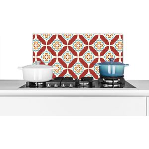 Spatscherm keuken 60x30 cm - Kookplaat achterwand Bloemen - Tegel - Patroon - Muurbeschermer - Spatwand fornuis - Hoogwaardig aluminium