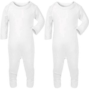 2 Pyjama's - Premium Slaappakjes - Wit - Maat 6-12 mnd - 74/80