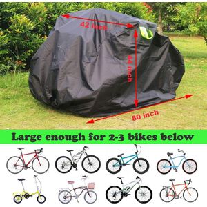 Grote fietshoes, waterdicht, voor het opbergen van fietsen, voor 2 tot 3 fietsen, robuust, 210D-Oxford zwart, beschermhoes voor buiten, anti-stof, regen, UV