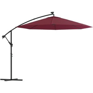 vidaXL Zweefparasol met LED en stalen paal wijnrood - Zweefparasol - Zweefparasols - Tuinparasol - Balkon Parasol